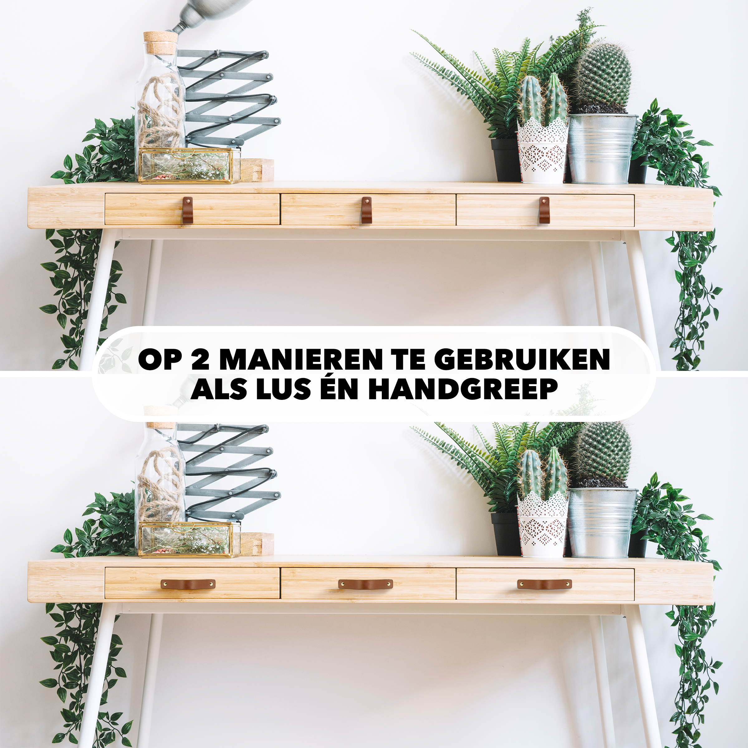 Leren Handgrepen 6 stuks – Meubelgreep – Handvaten Kast – Keukengreep – Ladegreep – Leren Lus – Incl. Sierschroeven – 100% Buffel Leer - Cognac