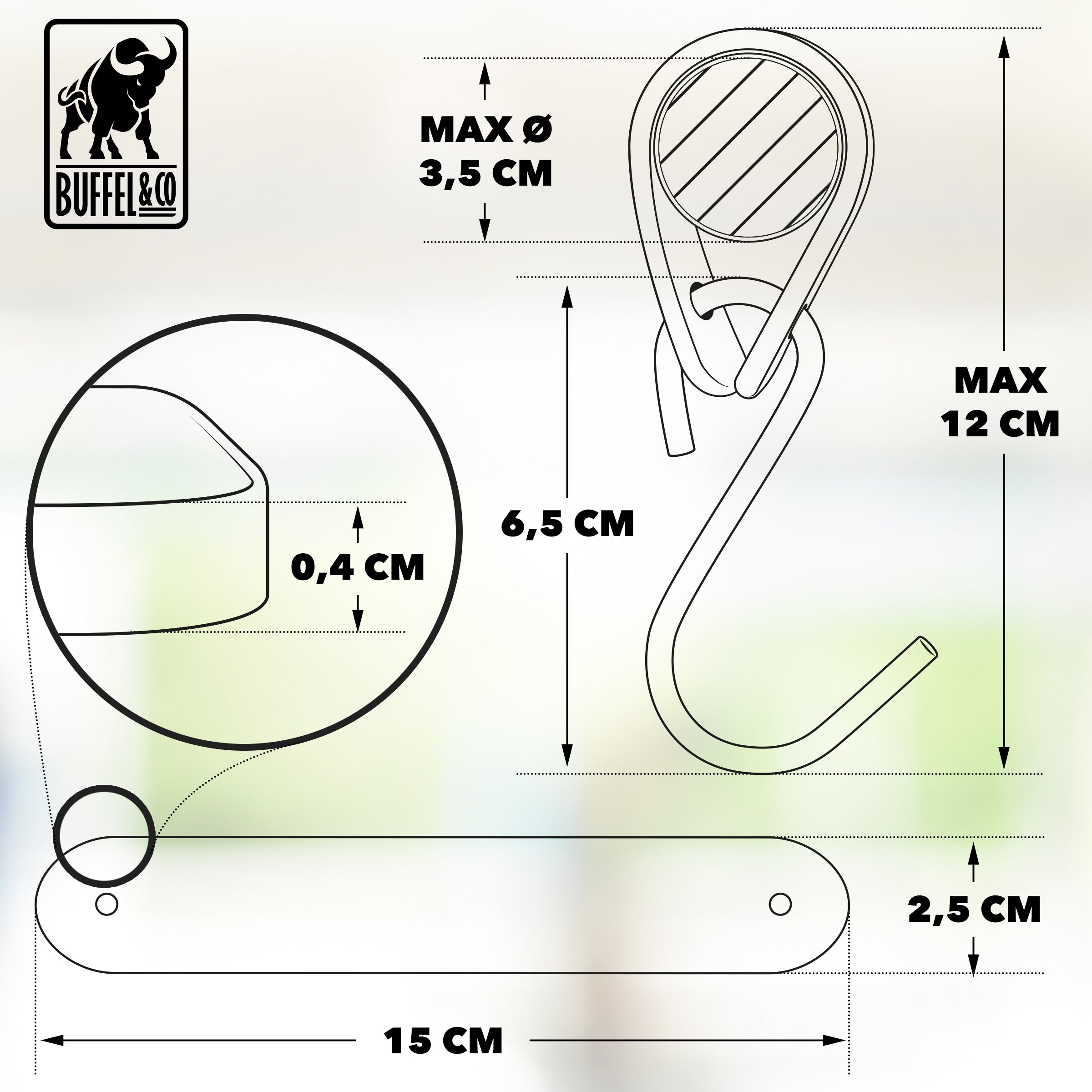 Ophanghaken 5 stuks - Leren S-haak hangers - Zwart - 15 x 2,5 cm – Handdoekhaakjes – Kapstokhaak