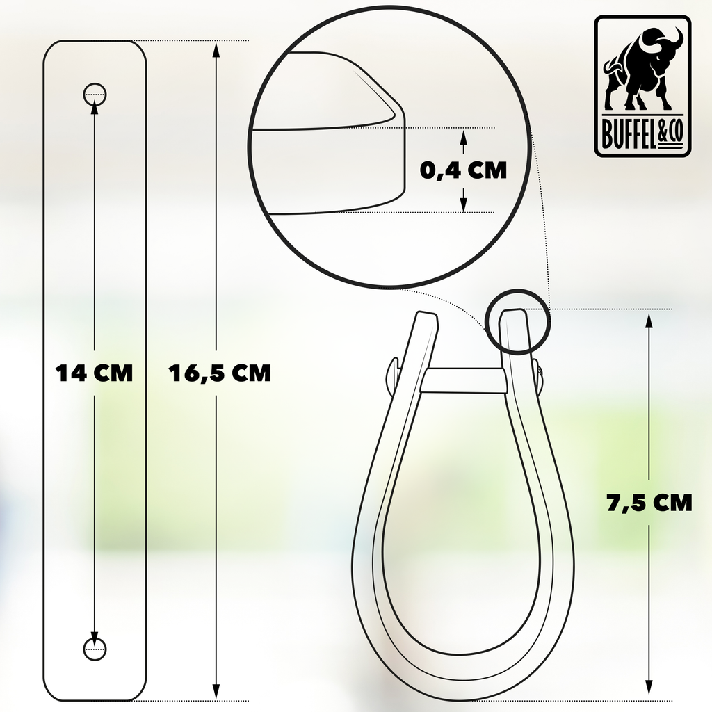 Leren Handgrepen 6 stuks – Meubelgreep – Handvaten Kast – Keukengreep – Ladegreep – Leren Lus – Incl. Sierschroeven – 100% Buffel Leer - Zwart